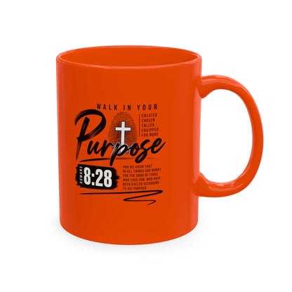 Purpose 8:28 Ceramic Mug — Christian Inspirational Coffee Cup