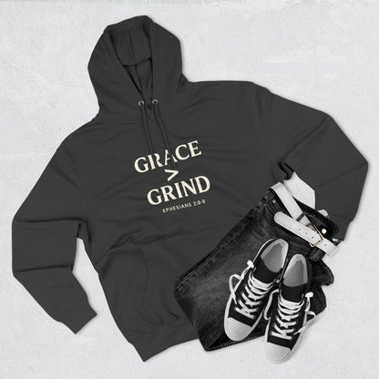 Grace > Grind Unisex Christian Hooded Sweatshirt - Inspirational Fleece Pullover Hoodie for Motivation, Perfect for Gifts, Casual Wear, Fitness, Spirituality - ClaimedbyGodDesigns