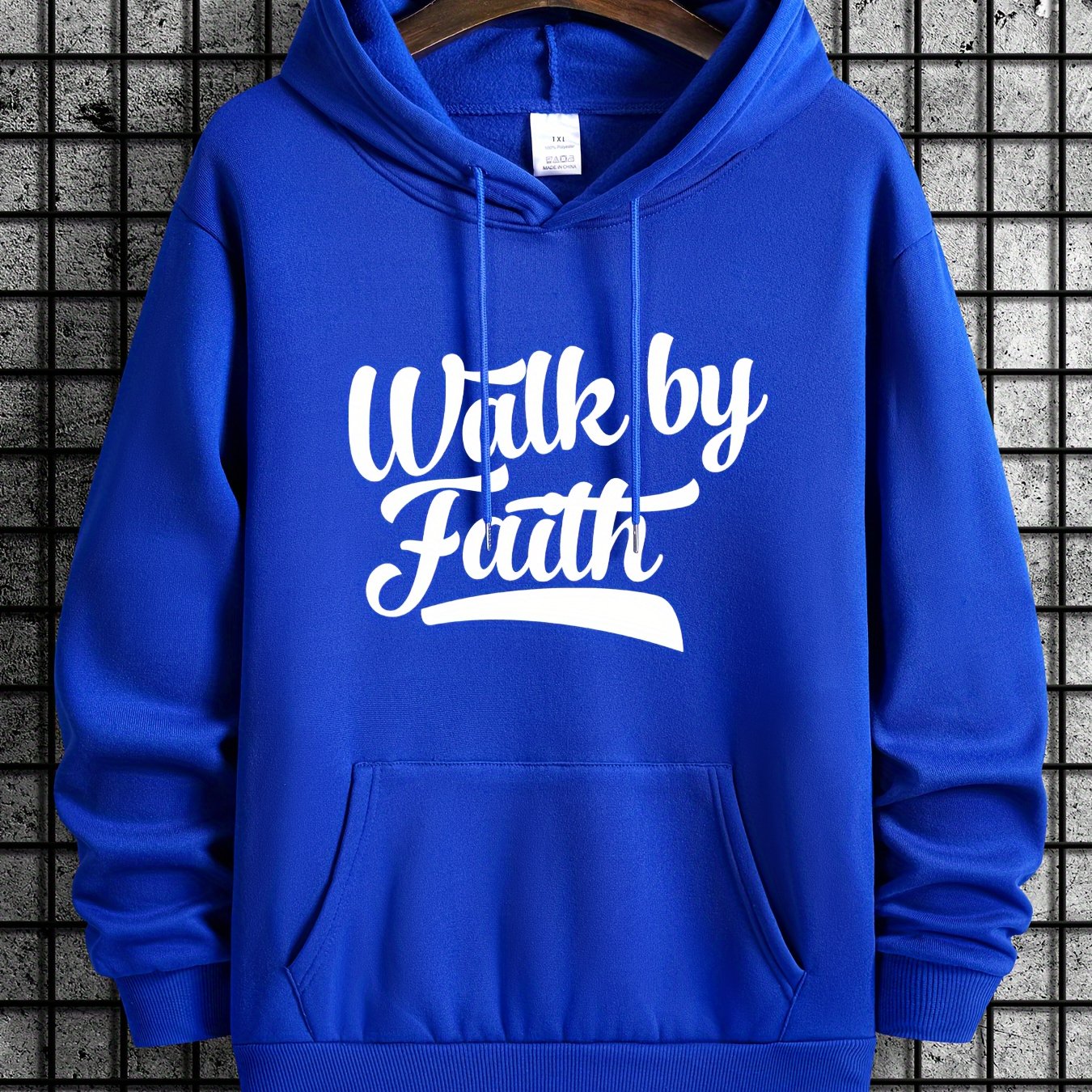 Walk By Faith Men's Christian Pullover Hooded Sweatshirt claimedbygoddesigns