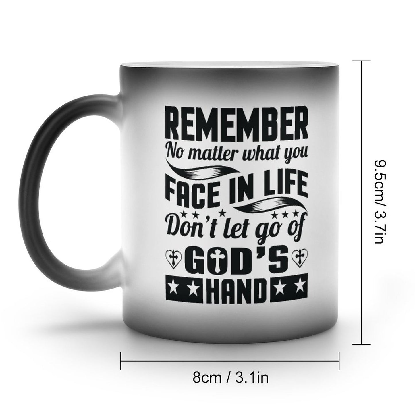 Remember No Matter What You Face In Life Don't Let Go Of God's Hand Christian Color Changing Mug (Dual-sided)