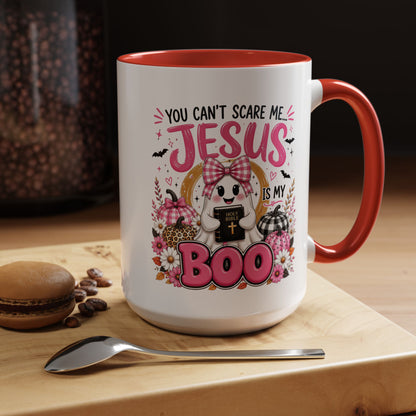 You Can’t Scare Me Jesus Is My Boo Coffee Mug — Halloween Christian Accent Mug