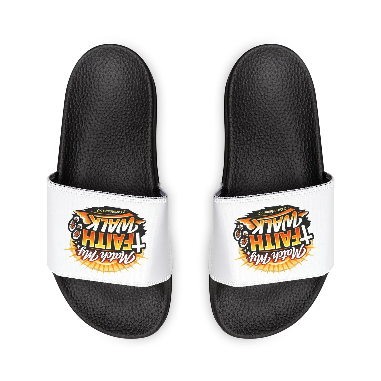Youth Christian Slides — “Match My Faith Walk” Graphic Sandals