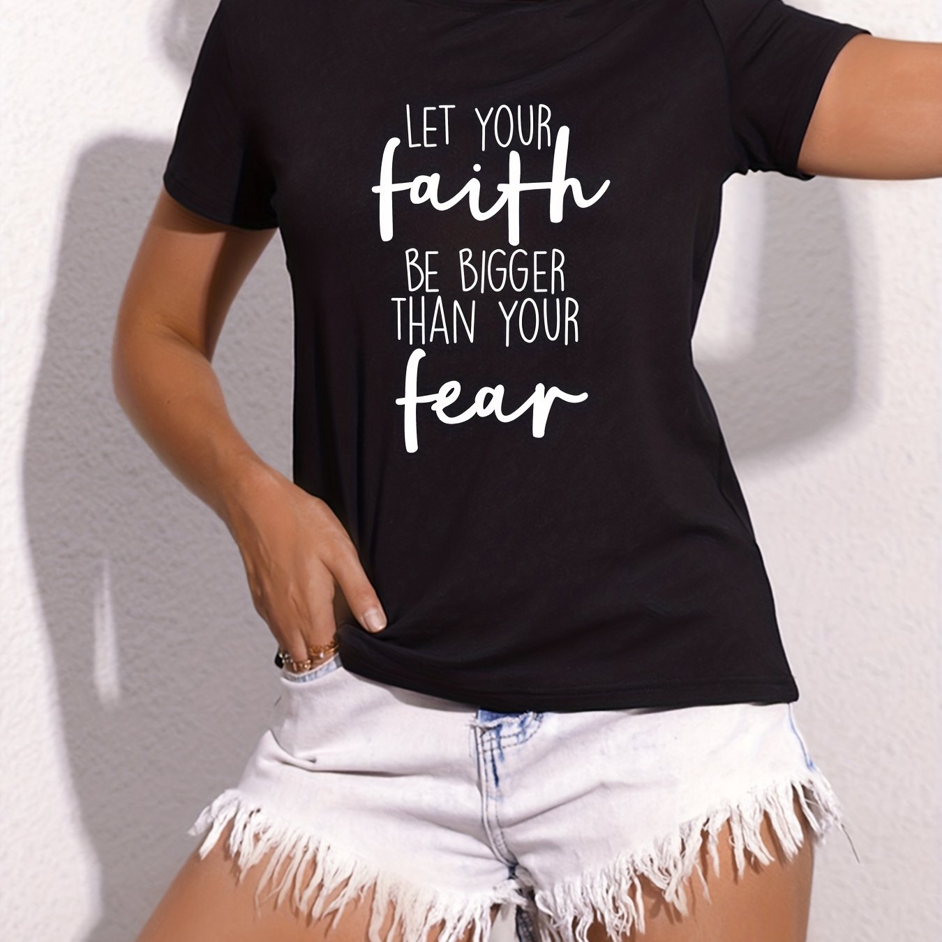 Let Your Faith Be Bigger Than Your Fear Women's Christian T-shirt claimedbygoddesigns