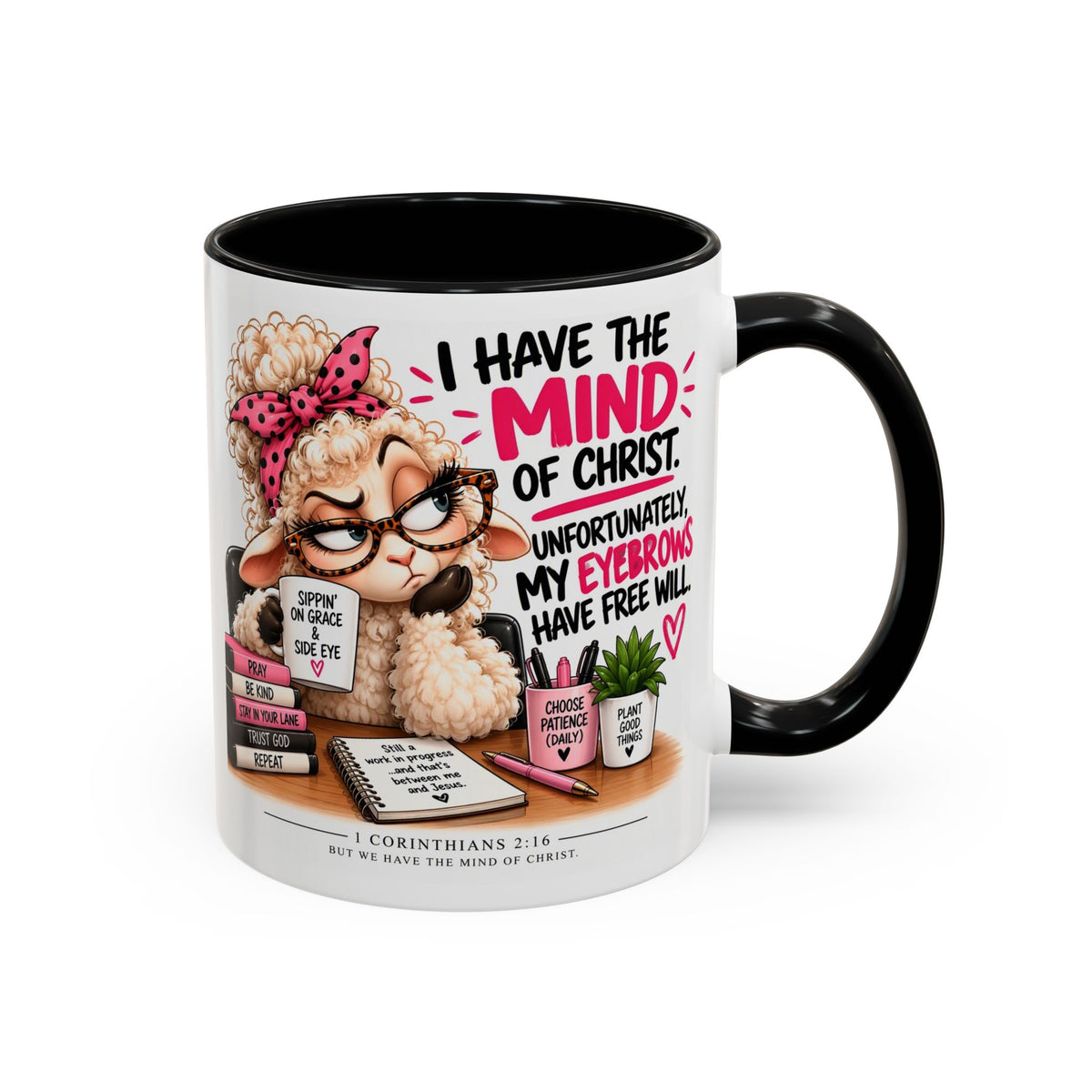 Christian Coffee Mug – "I Have the Mind of Christ" Funny Sheep Design (11/15 oz)