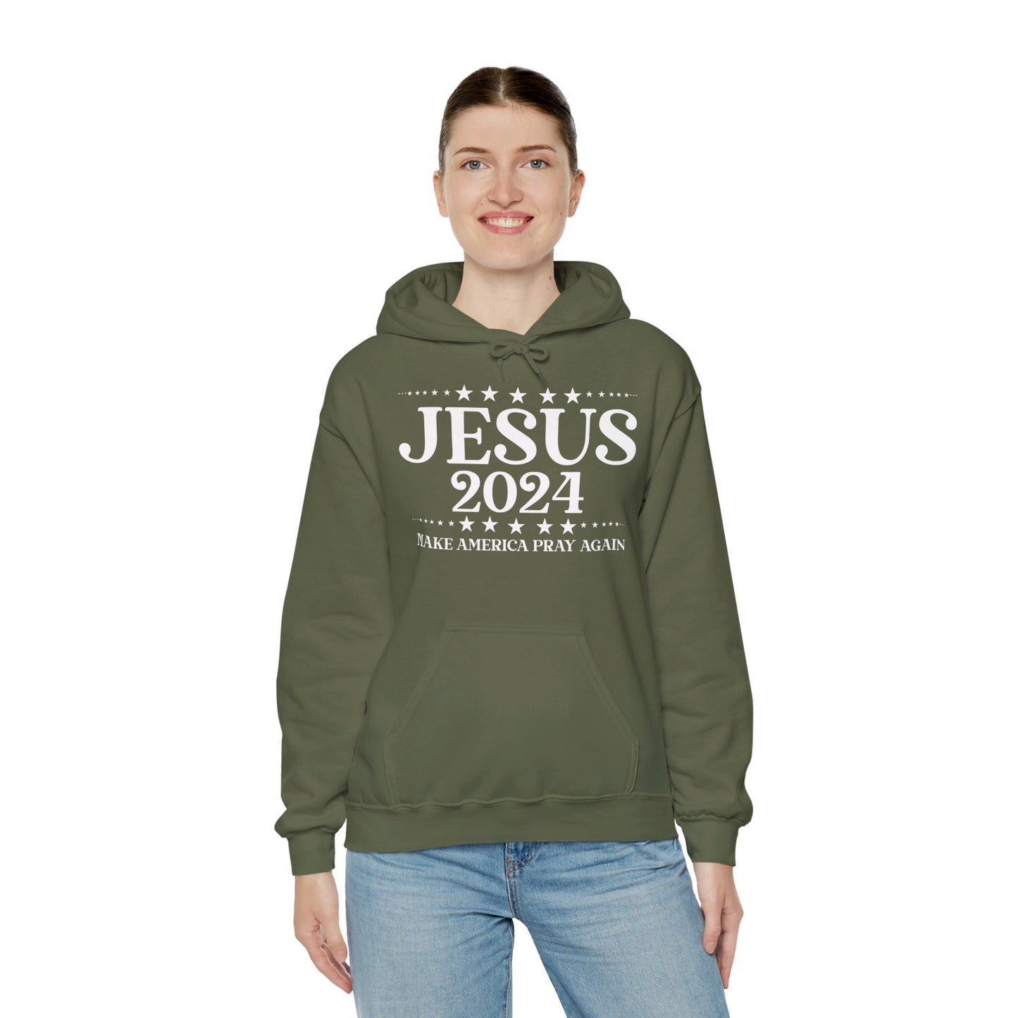 Jesus 2024 Make America Pray Again Unisex Christian Pullover Hooded Sweatshirt