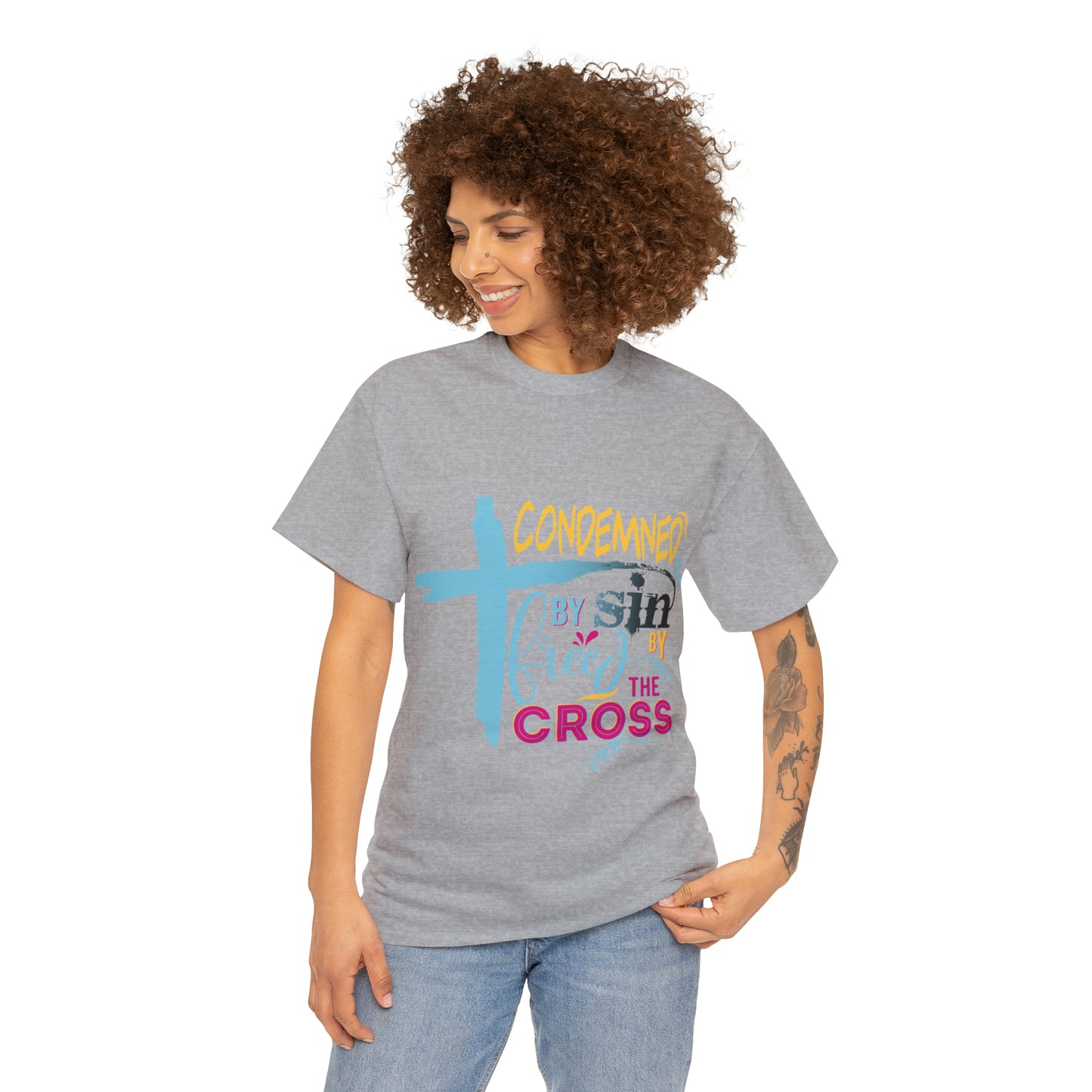 Condemned By Sin Freed By The Cross Unisex Heavy Cotton Tee