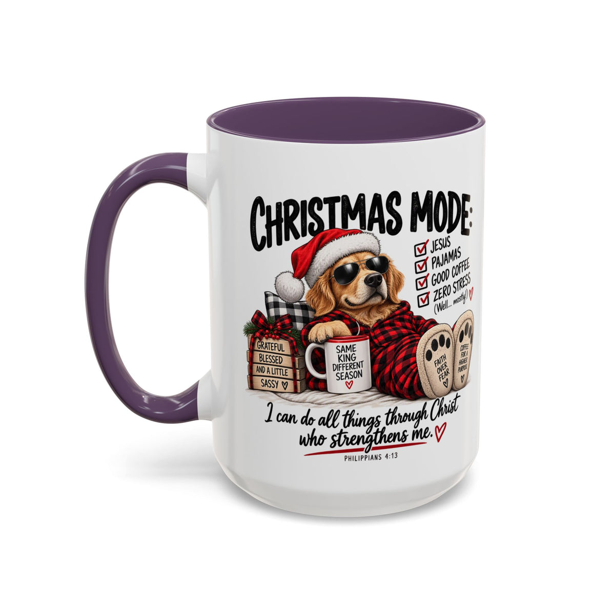 Christmas Mode: Jesus, Pajamas, Good Coffee Dog Coffee Mug