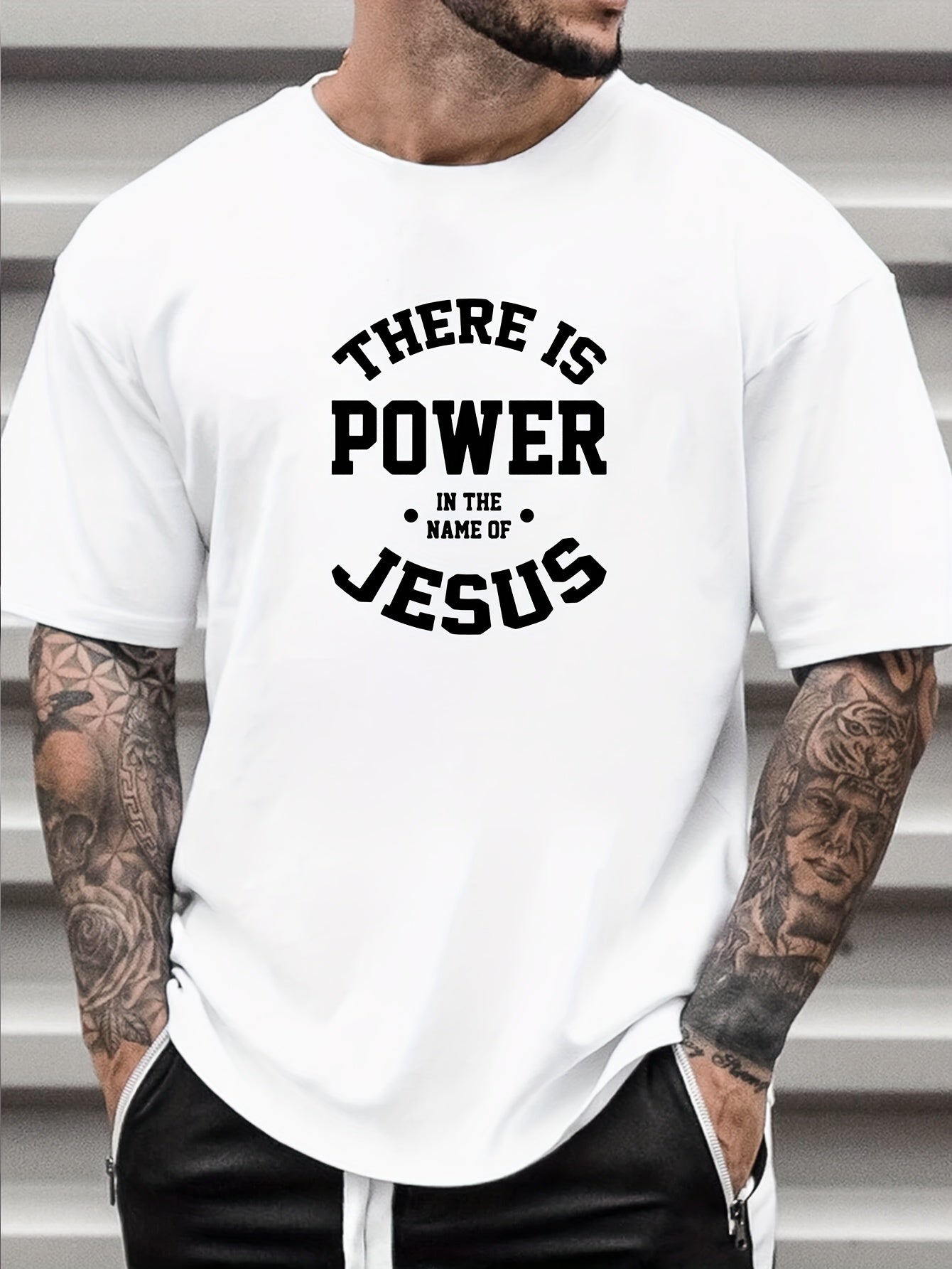 There Is Power In The Name Of Jesus Men's Christian T-shirt claimedbygoddesigns