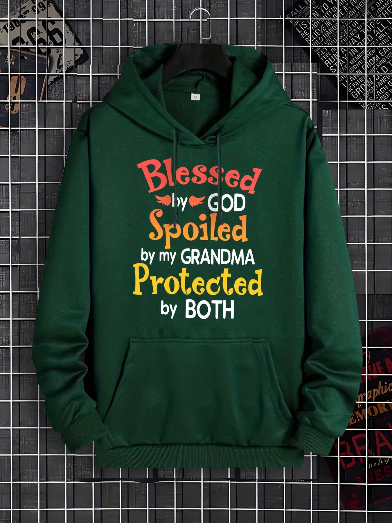 Blessed By God Spoiled By My Grandma Protected By Both Unisex Christian Pullover Hooded Sweatshirt claimedbygoddesigns