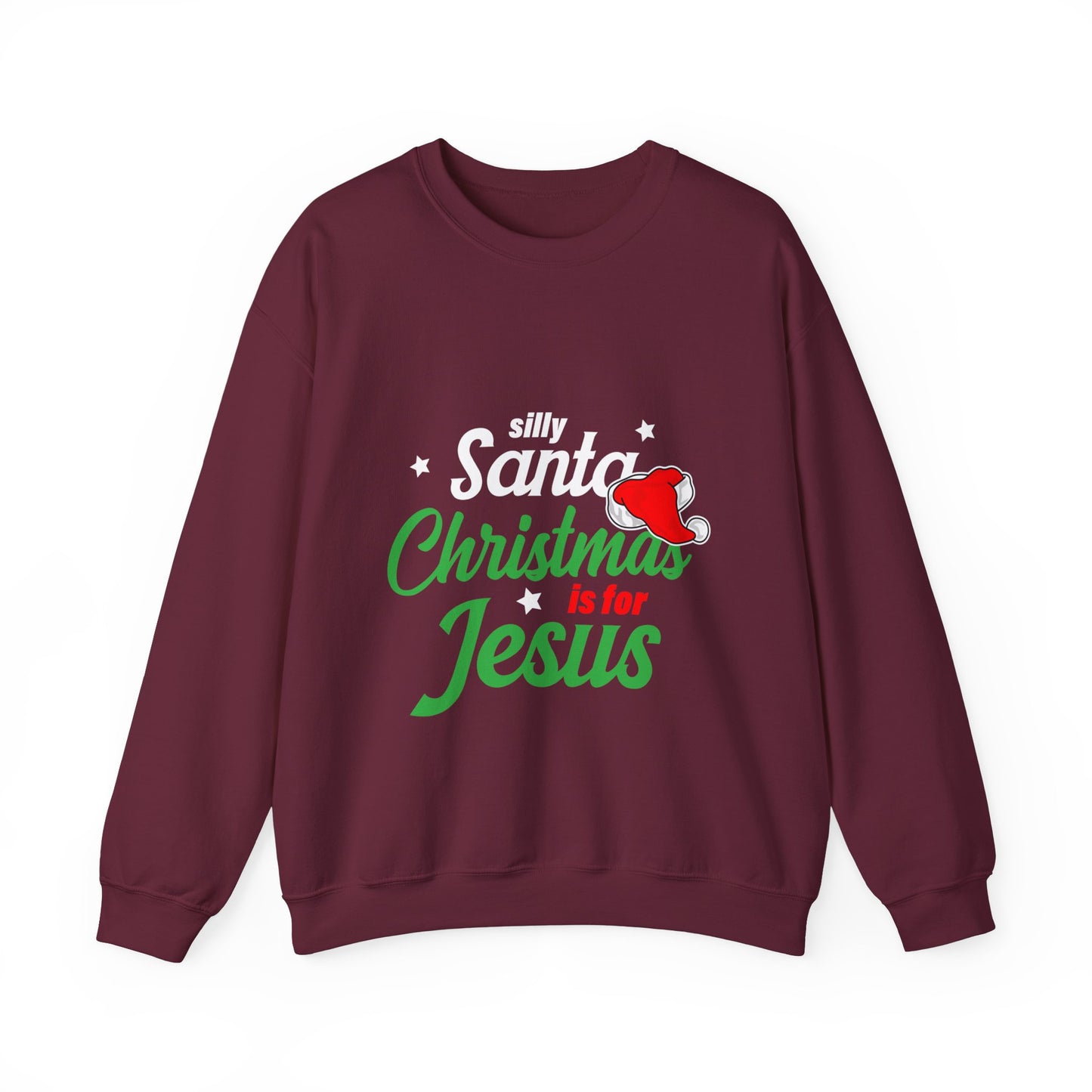 Silly Santa Christmas Is For Jesus (Christmas Themed) Unisex Heavy Blend™ Crewneck Christian Sweatshirt