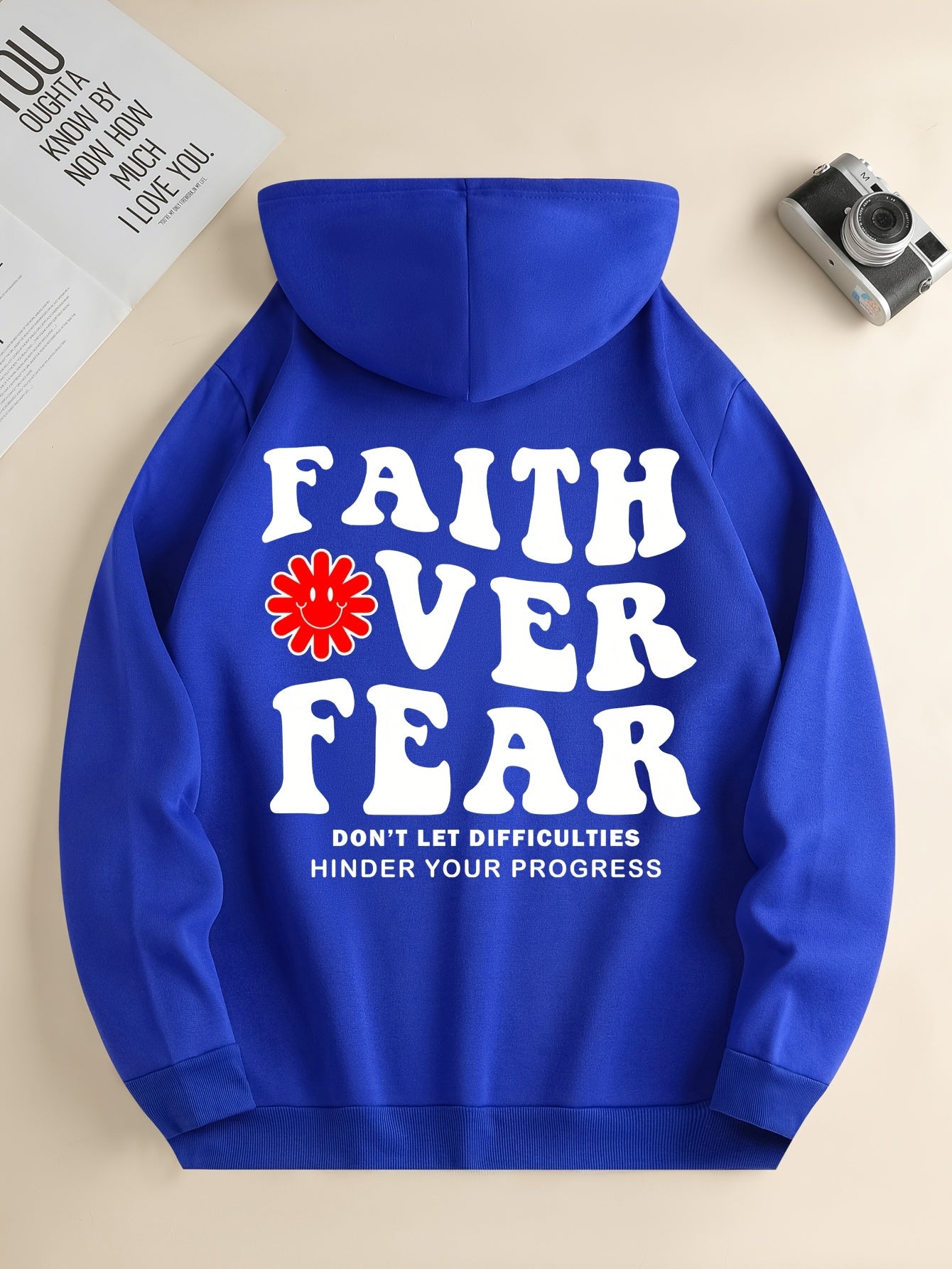 FAITH OVER FEAR: Don't Let Difficulties Hinder Your Progress Unisex Christian Pullover Hooded Sweatshirt claimedbygoddesigns