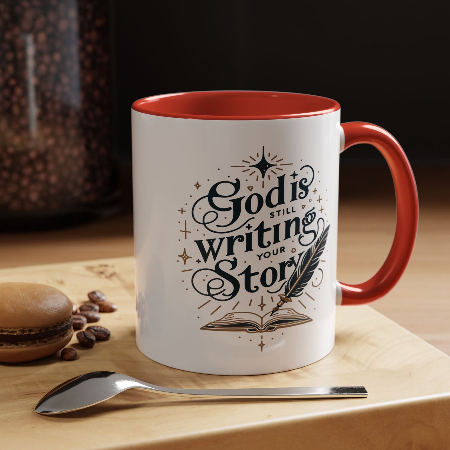 Christian Ceramic Mug- God Is Still Writing Your Story Accent Coffee Mug (11, 15oz)