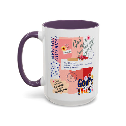 Inspirational Accent Coffee Mug - 11 & 15oz - Fear Him Not Man - Perfect Gift for Friends and Family