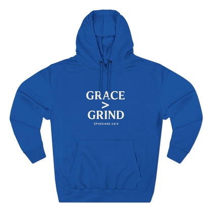 Grace > Grind Unisex Christian Hooded Sweatshirt - Inspirational Fleece Pullover Hoodie for Motivation, Perfect for Gifts, Casual Wear, Fitness, Spirituality - ClaimedbyGodDesigns