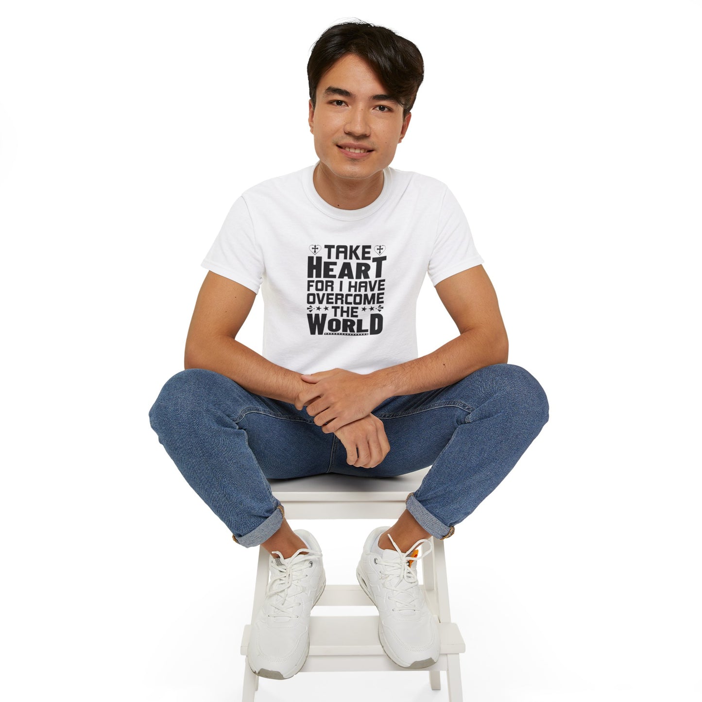 Take Heart For I Have Overcome The World Unisex Christian Ultra Cotton Tee Printify