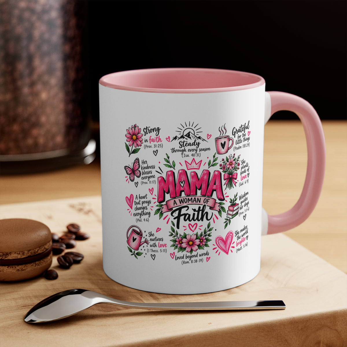 Mama: A Woman of Faith 11oz Accent Mug — Inspirational Christian Gift