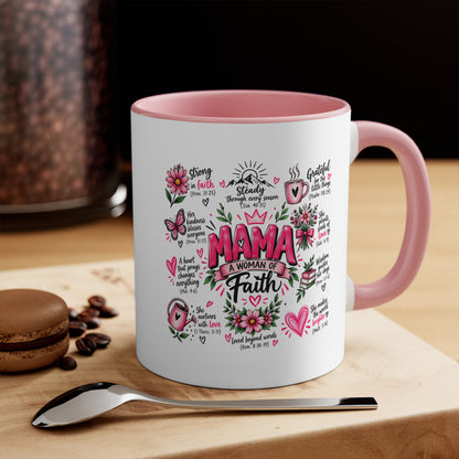 Mama: A Woman of Faith 11oz Accent Mug — Inspirational Christian Gift