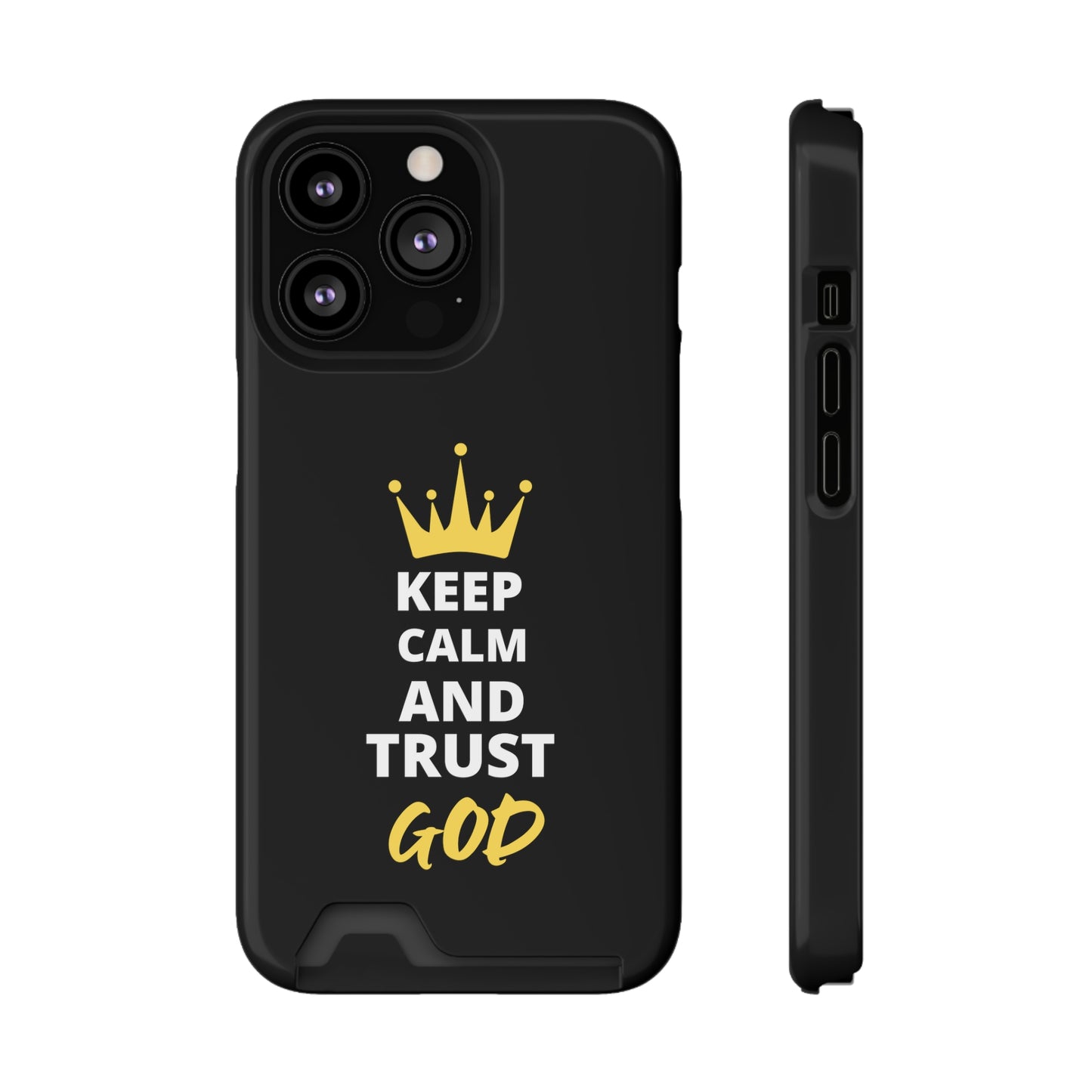 Keep Calm And Trust God Christian Phone Case With Card Holder Printify