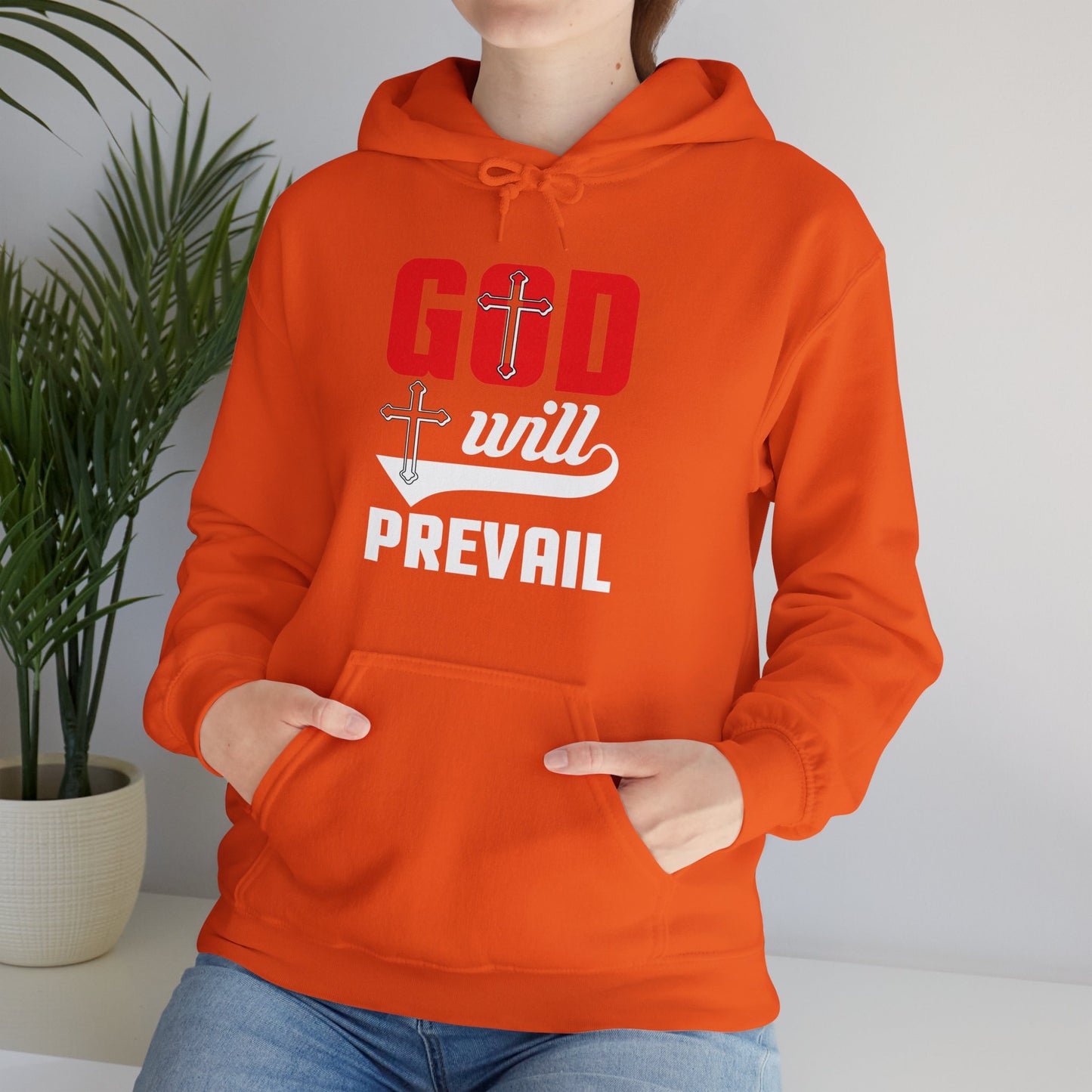 God Will Prevail Unisex Christian Hooded Pullover Sweatshirt