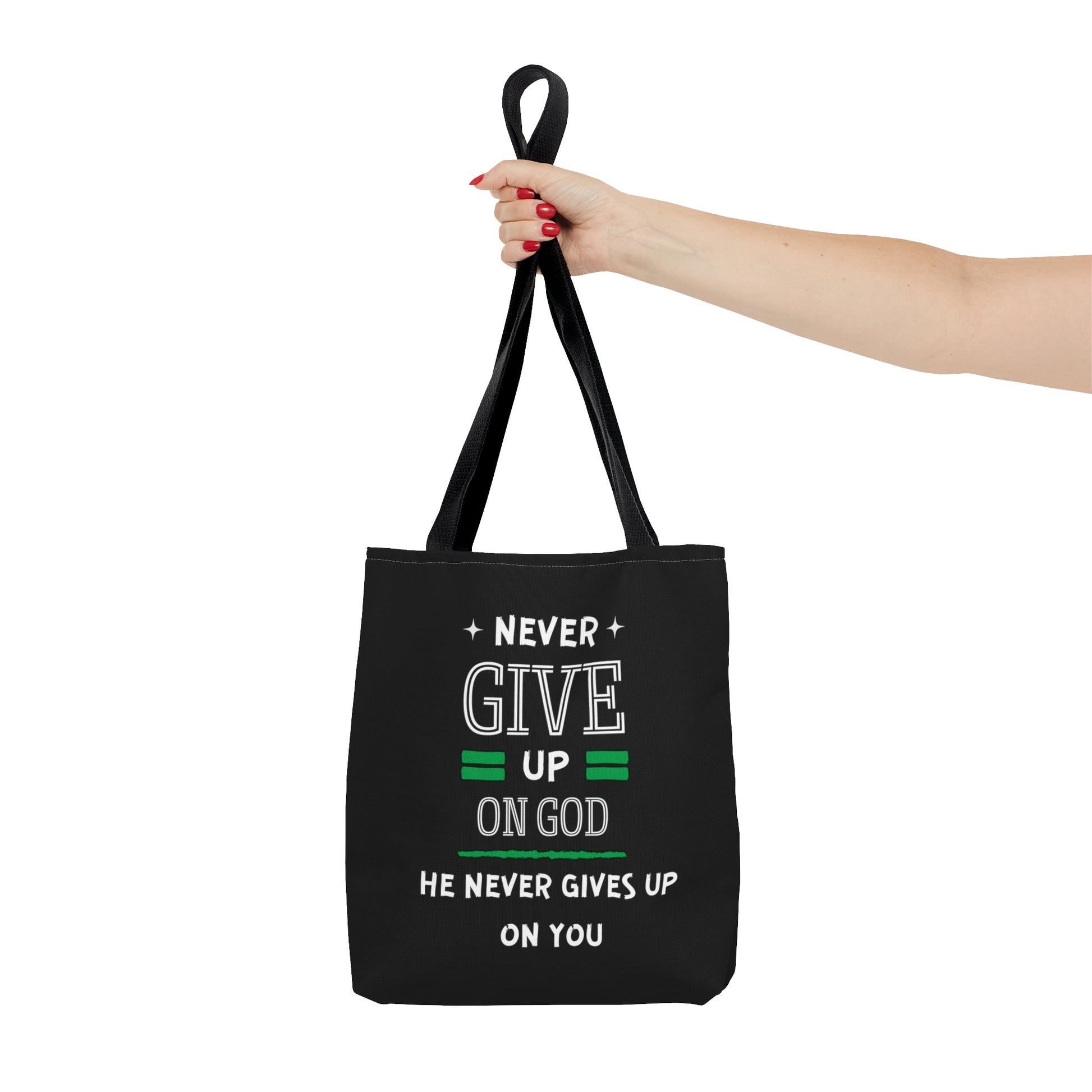 Never Give Up On God He Never Gives Up On You Tote Bag Printify