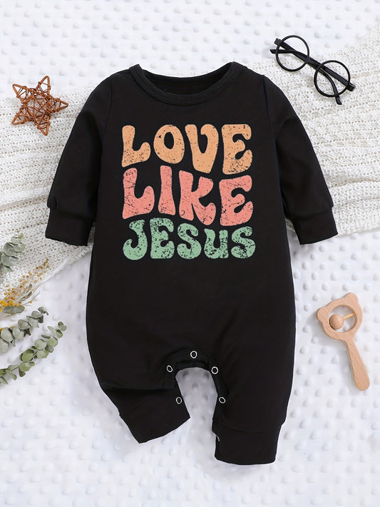 LOVE LIKE JESUS Long Sleeve Christian Baby Onesie claimedbygoddesigns