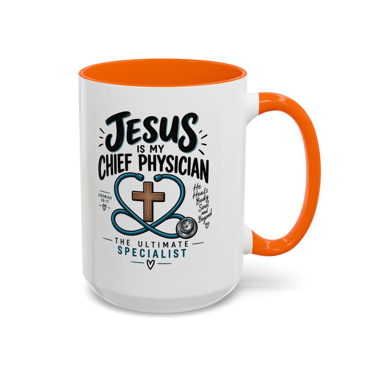 Jesus Is My Chief Physician Accent Coffee Mug – Christian Faith Medical Gift