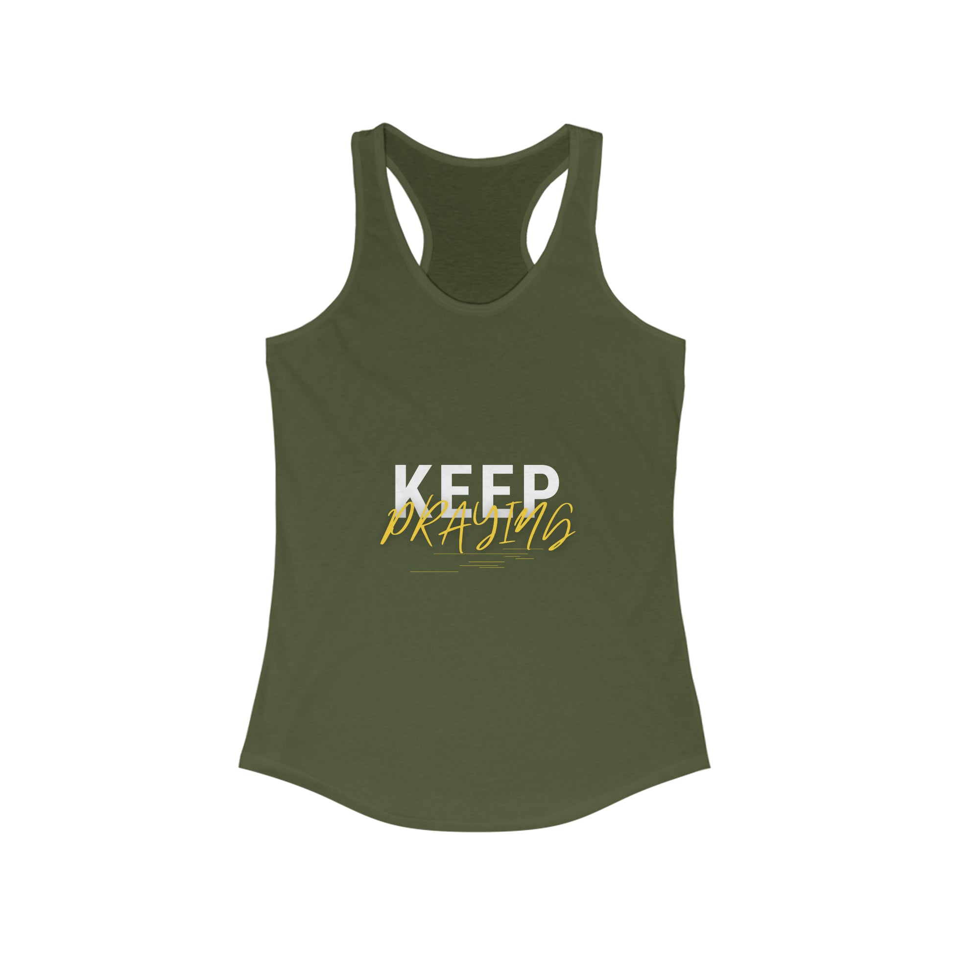 Keep Praying Slim Fit Tank-top Printify