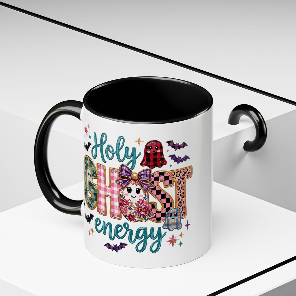 Accent Christian Coffee Mug — "Holy Ghost Energy" Halloween Cute Spooky Ceramic Mug (11/15oz)