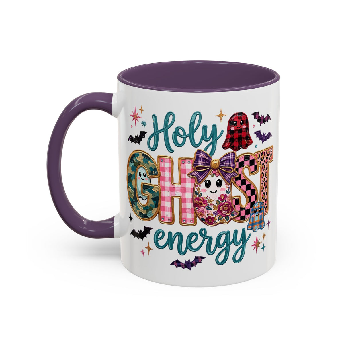 Accent Christian Coffee Mug — "Holy Ghost Energy" Halloween Cute Spooky Ceramic Mug (11/15oz)
