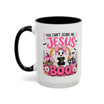 You Can’t Scare Me Jesus Is My Boo Coffee Mug — Halloween Christian Accent Mug