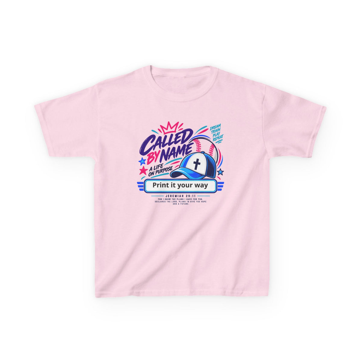Youth Christian Baseball T-Shirt — "Called By Name" Design