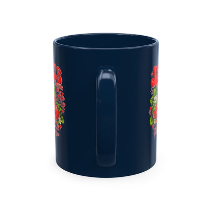 Ceramic Mug — "Jesus Sweetens My Life" Strawberry Faith Coffee Cup