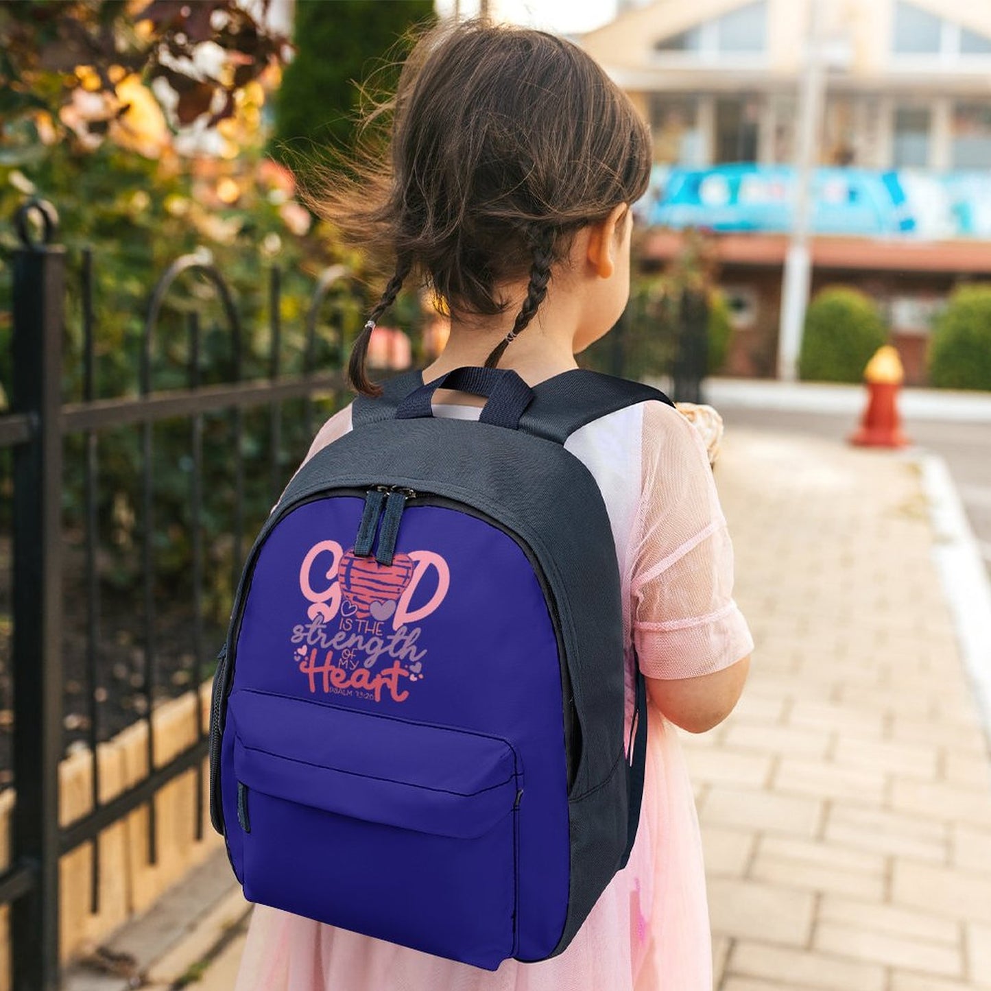 God Is The Strength Of My Heart Christian Children's School Backpack