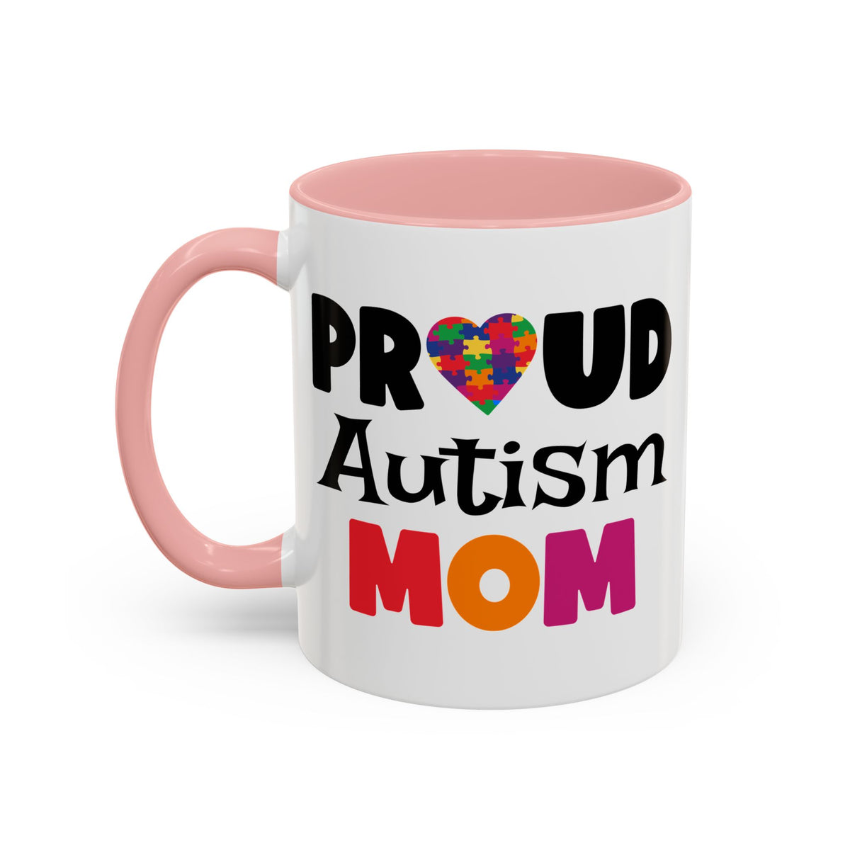 Proud Autism Mom Coffee Mug - Colorful Heart Design (11, 15oz)
