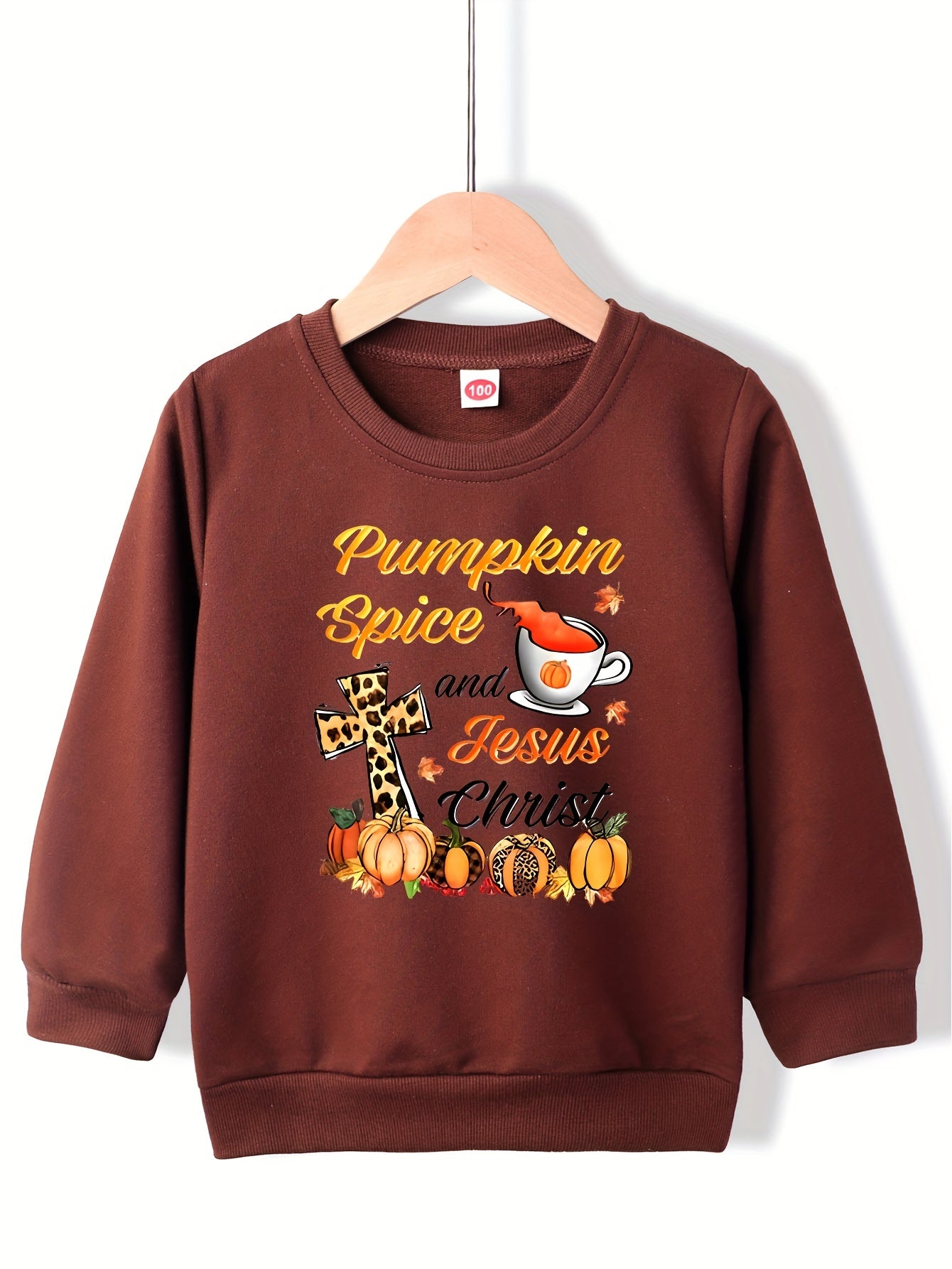 Pumpkin Spice & Jesus Christ (Thanksgiving themed) Youth Christian Pullover Sweatshirt claimedbygoddesigns