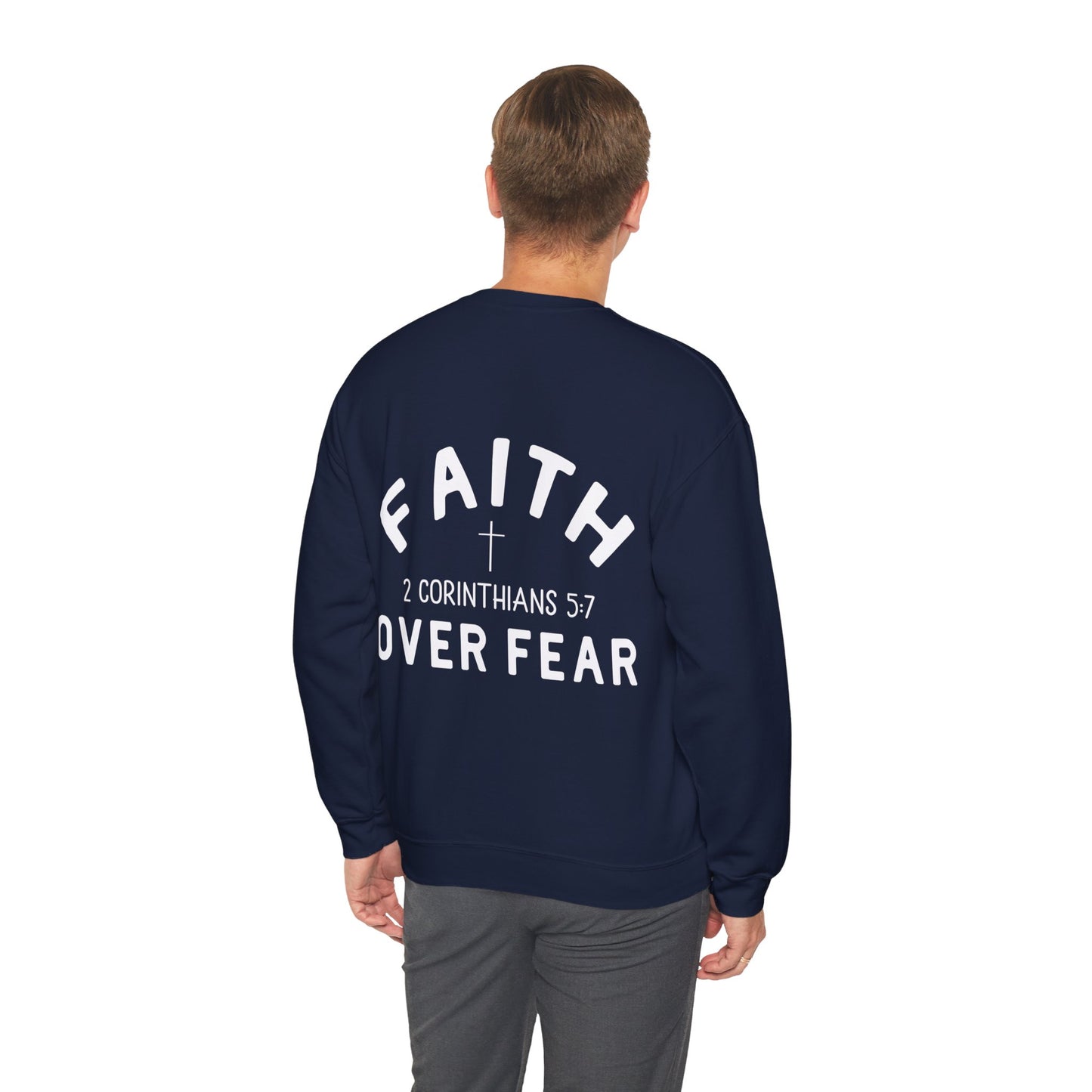 Faith Over Fear 3 Crosses  Unisex Heavy Blend™ Crewneck Christian Sweatshirt