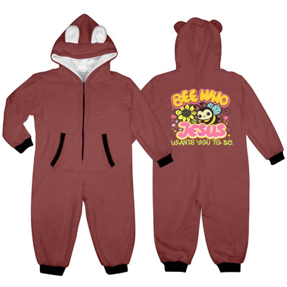Be Who He Wants You To Be One-Piece Zip up Hooded Pajamas for Little Kids (Toddler)