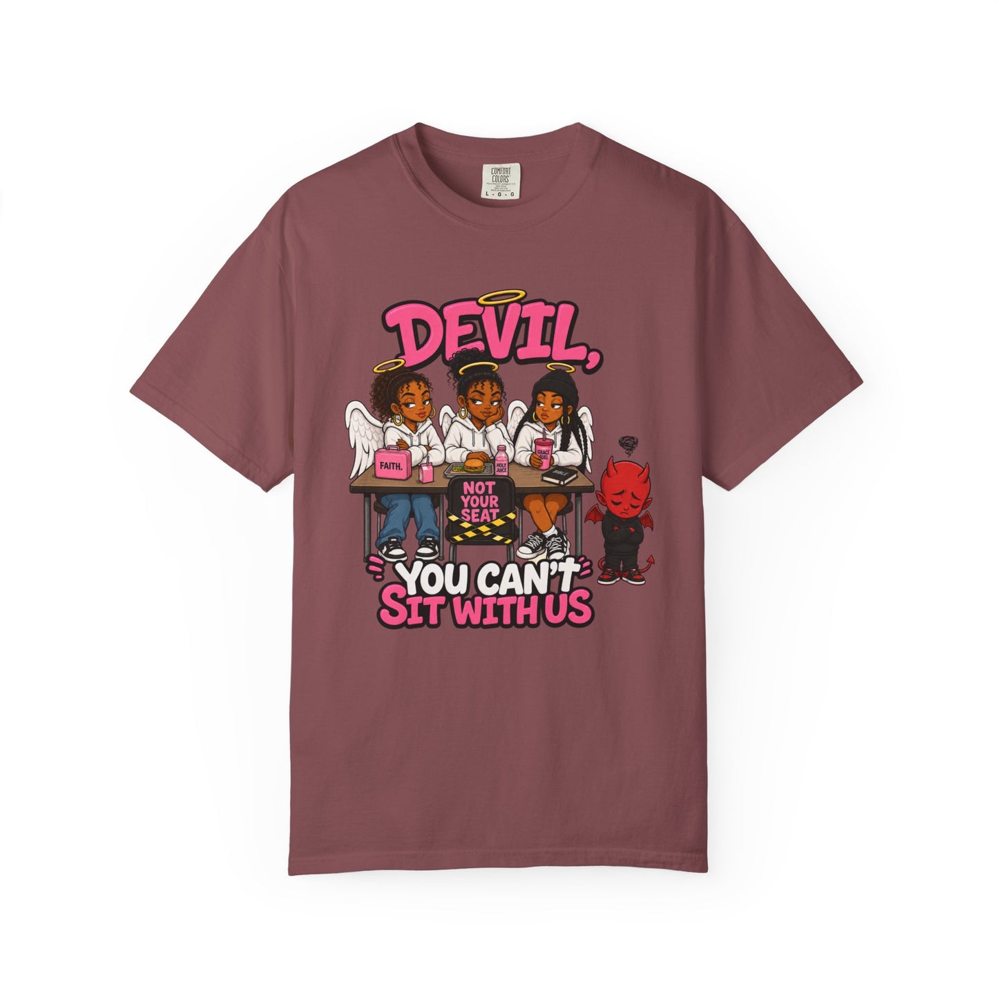 You Can't Sit With Us T-Shirt — 'Devil' Funny Girls Desk Graphic Tee