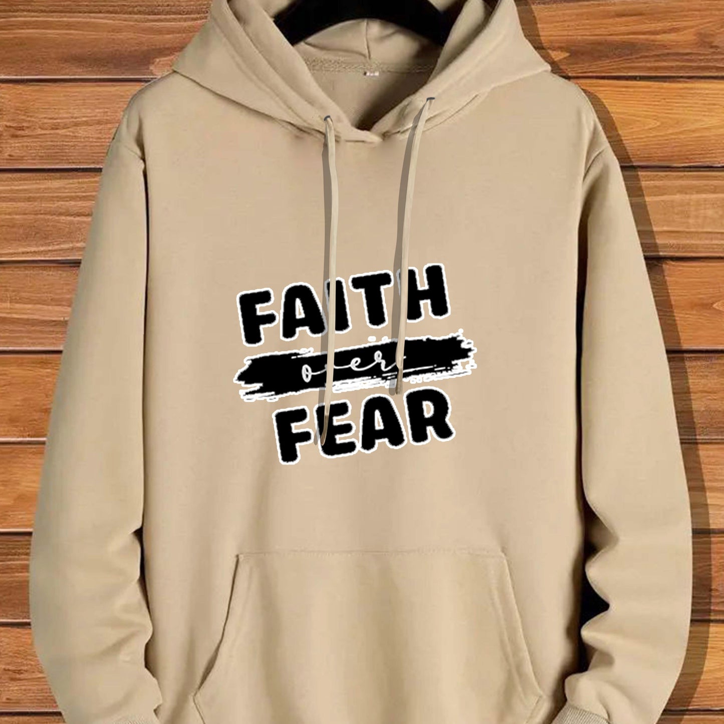 FAITH OVER FEAR Men's Christian Pullover Hooded Sweatshirt claimedbygoddesigns