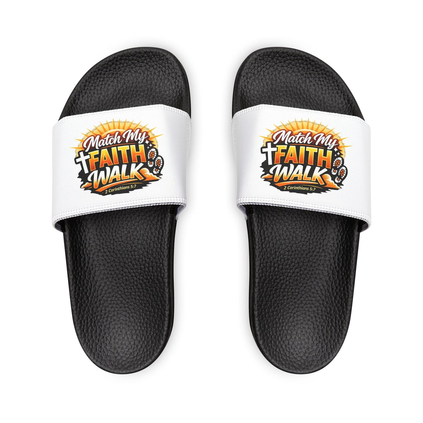 Youth Christian Slides — “Match My Faith Walk” Graphic Sandals
