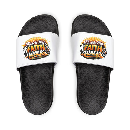 Youth Christian Slides — “Match My Faith Walk” Graphic Sandals