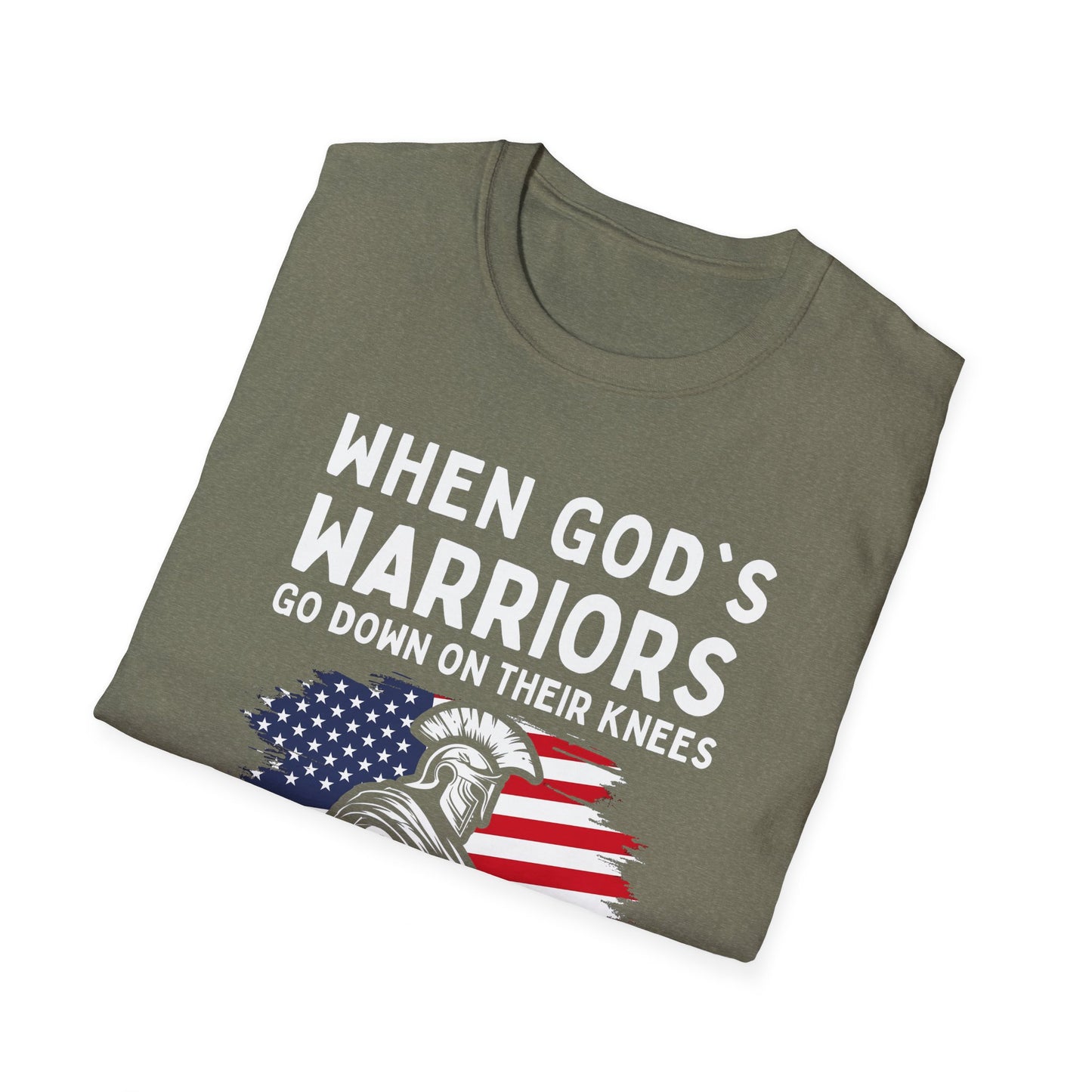 When God's Warriors Go Down On Their Knees The Battle Is Not Over Patriotic American Flag Christian Unisex T-shirt