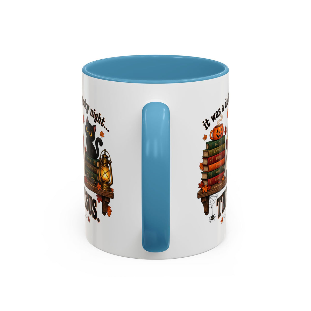 Halloween Christian Coffee Mug — “It Was a Dark and Spooky Night… Then Jesus” Accent Mug