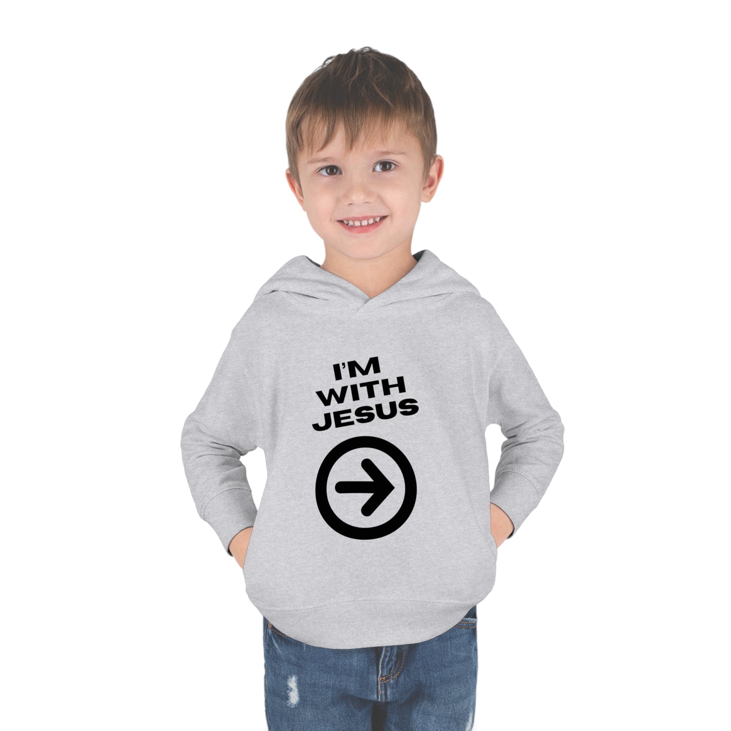 I'm With Jesus Christian Toddler Pullover Fleece Hooded Sweatshirt