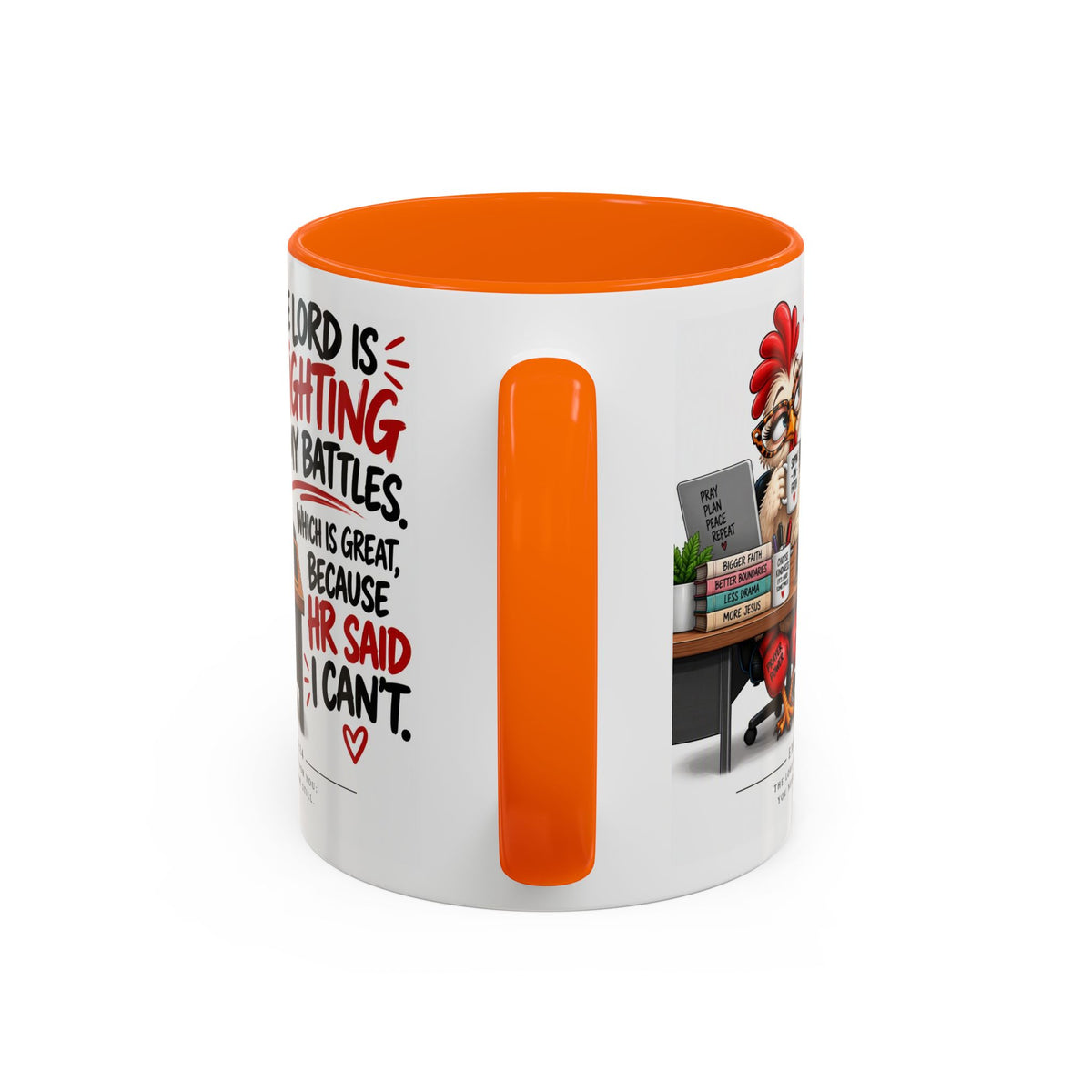 Inspirational Accent Coffee Mug — “The Lord Is Fighting My Battles” Faith Quote (11/15oz)