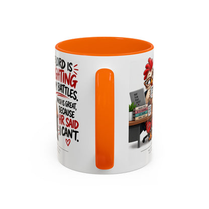 Inspirational Accent Coffee Mug — “The Lord Is Fighting My Battles” Faith Quote (11/15oz)
