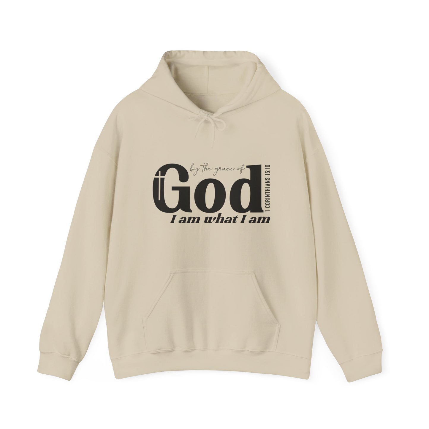 1 Corinthians 15:10 By The Grace Of God I Am What I Am Unisex Christian Pullover Hooded Sweatshirt