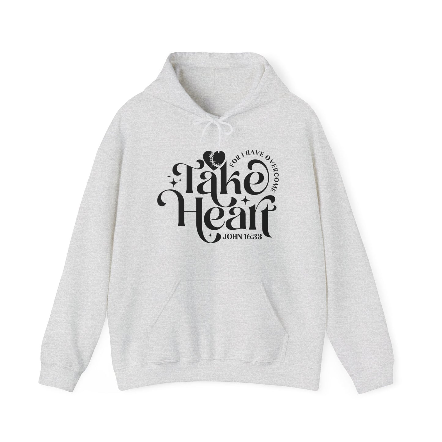 Take Heart For I Have Overcome Unisex Christian Hooded Pullover Sweatshirt