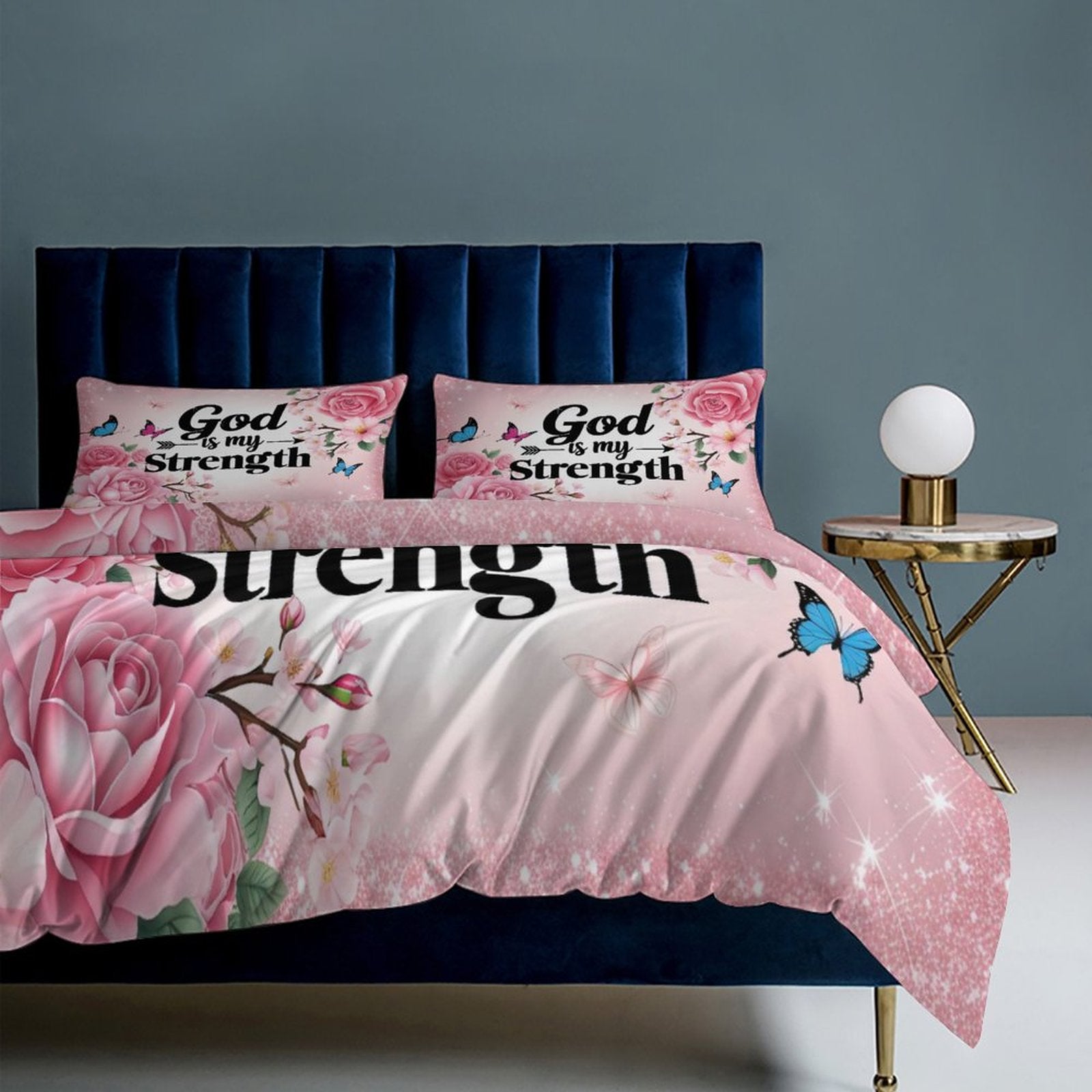 He Is My Strength 3 - Piece Christian Comforter Bedding Set - ClaimedbyGodDesigns