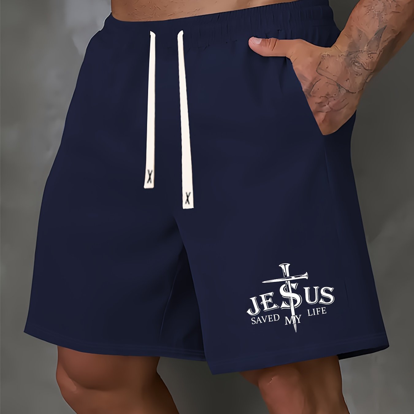 Jesus Saved My Life Men's Christian Shorts claimedbygoddesigns